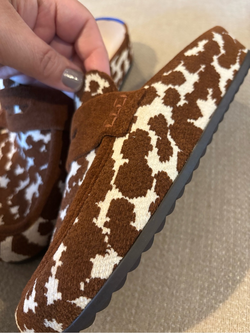 Women’s Rothy’s Brown & White Cow-Print Slip-On Shoes - Picture 3 of 8